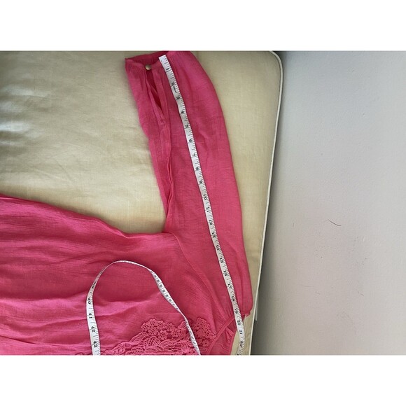 Cable & Gauge Pink Lace Tie Front 3/4 Sleeve Top SZ S - Picture 7 of 7